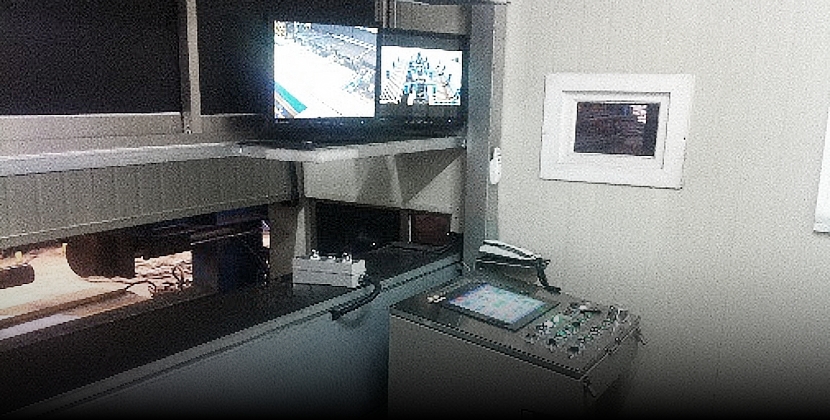 Dark room with UV lamp